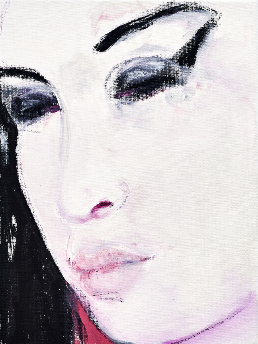 MARLENE DUMAS, AMY – PINK, 2011. Oil on canvas 40 x 30 cm. Fondation Beyeler, Riehen / Basel © Marlene Dumas  Photo: Mark Niedermann