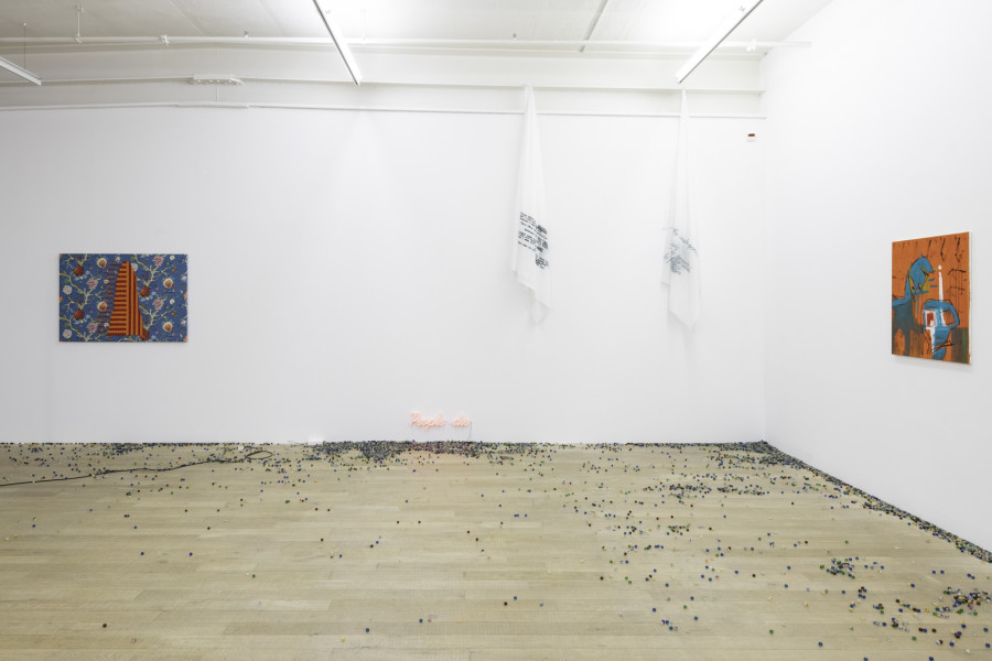 Installation view, Maja Bajevic - Watch your step, Galerie Peter Kilchmann (Maag), Zurich, April 8 - May 21, 2022. Courtesy of the artist and Galerie Peter Kilchmann, Zurich. Copyright: Sebastian Schaub