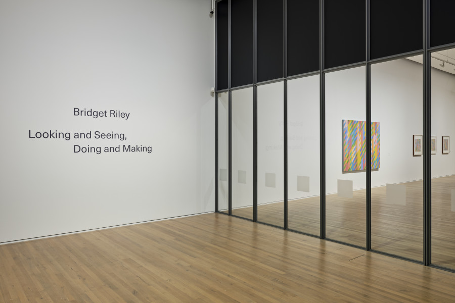 Exhibition view, Bridget Riley, Looking and Seeing, Doing and Making, Zentrum Paul Klee, 2022. Photo: Rolf Siegenthaler, © Zentrum Paul Klee, Bern.