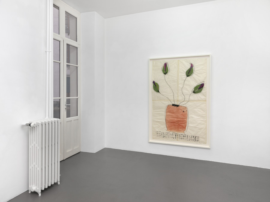 Installation view, Isabella Ducrot, Love and Flowers, Galerie Mezzanin, 2023. Photo credit: Annik Wetter