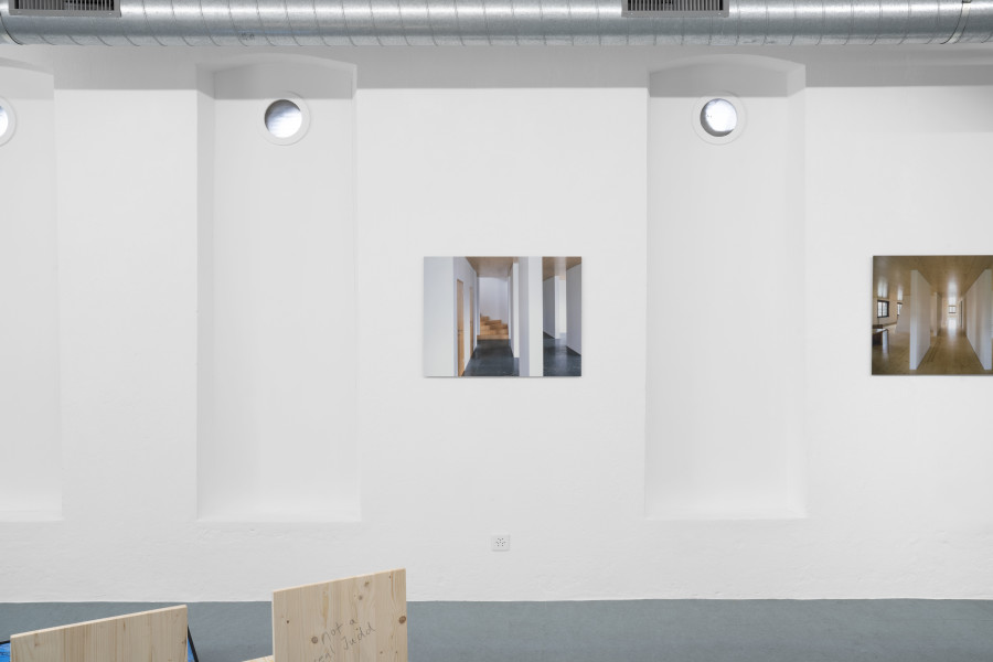 Exhibition view, The House That Judd Built, An exhibition about «Eichholteren», a former inn on Lake Lucerne, reconstructed by Donald Judd and photographed by Franziska and Bruno Mancia. Photo credits: marytwo