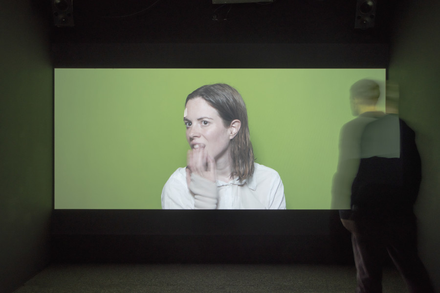 Johanna Müller, Who the f*** is Karen? (don't show feelings), 2022, Exhibition view «UBERMORGEN, Johanna Müller, Giulia Essyad. Swiss Media Art – Pax Art Awards 2023», 2024, HEK, photo: Franz Wamhof