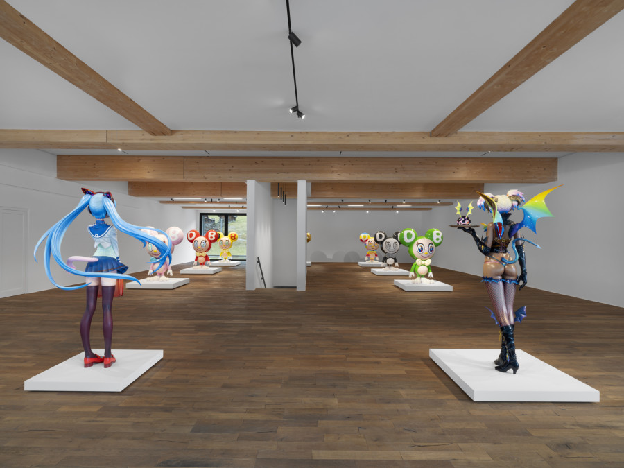 Exhibition view, Takashi Murakami. Collaborative exhibition by Nahmad Contemporary and Perrotin at Tarmak22, 2024. Photo credit: Julien Gremaud. ©︎Takashi Murakami/Kaikai Kiki Co., Ltd. All Rights Reserved. Courtesy Perrotin