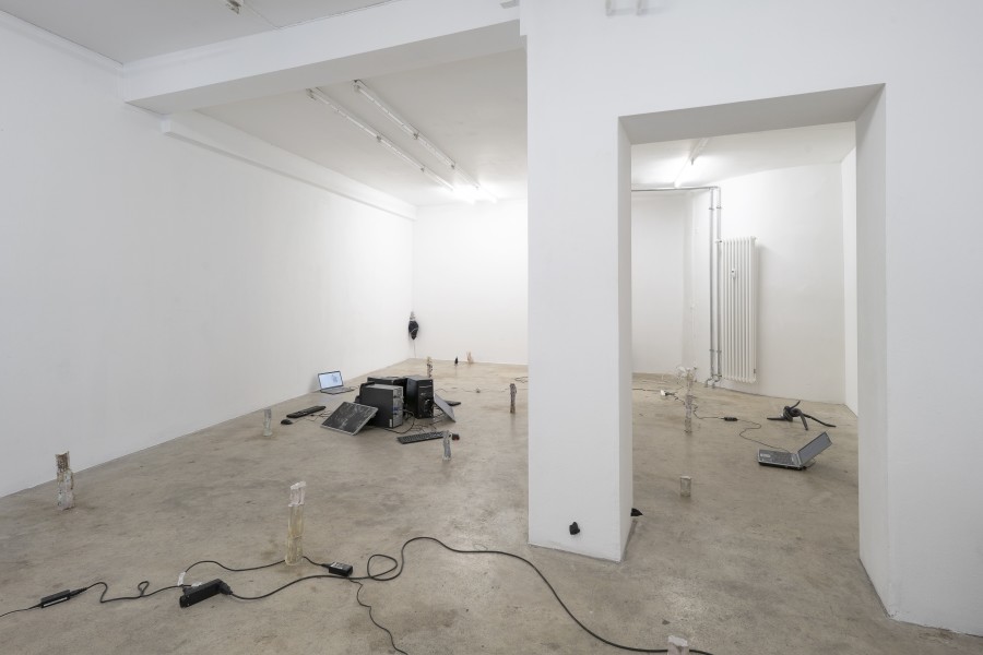 THIS MESSAGE COULD BE FOR YOU, Joerg Hurschler, Elektra Stampoulou and gousgous (Linda Suter, Nicolas Rothenbühler), 2023, Installation view, Curator: Ilona Stutz, Milieu (Bern, Switzerland), Photo: Claude Barrault.