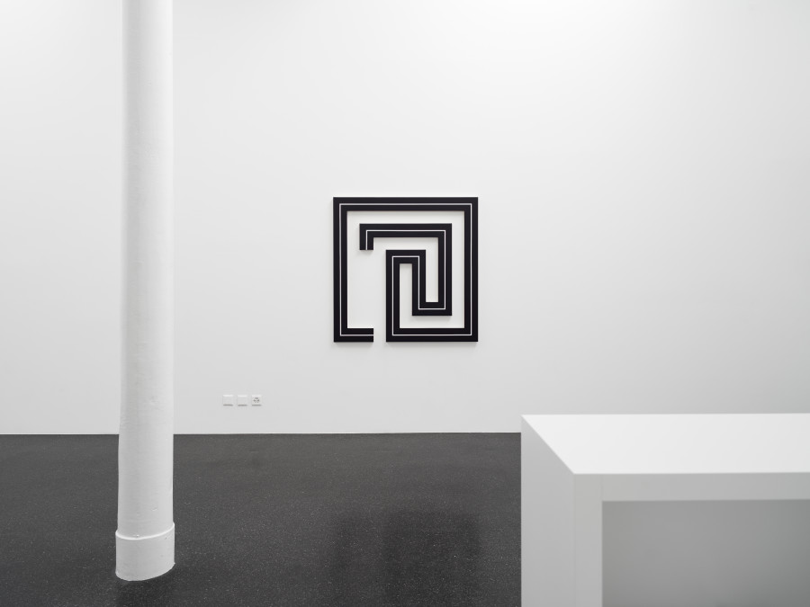 Installation view, Philippe Decrauzat, No Journey Ends, Galerie Francesca Pia, Zurich, 2022. Photo: Cedric Mussano