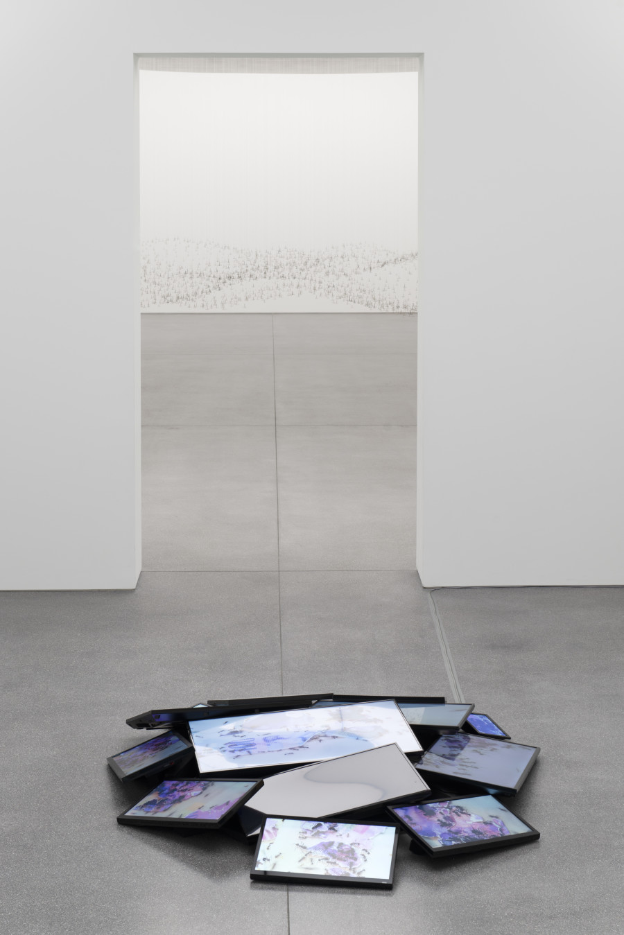 Ursula Palla, Tausend 2 Part 2, 2014 (vorne), Landscape 5 Part 3, 2013/2022.