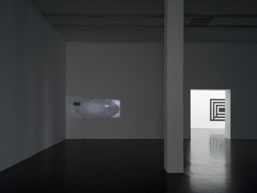 Installation view, Philippe Decrauzat, No Journey Ends, Galerie Francesca Pia, Zurich, 2022. Photo: Cedric Mussano