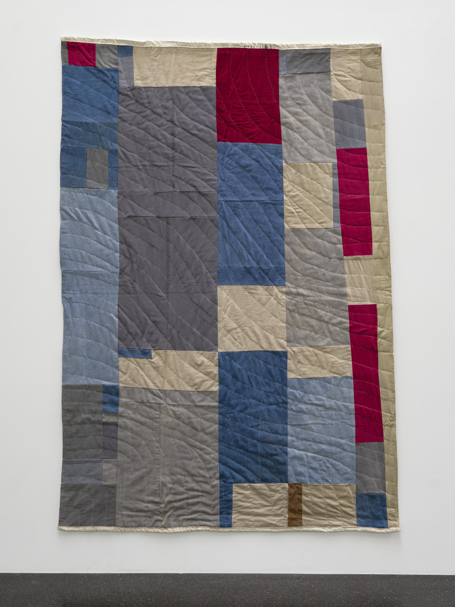 James Benning, After Missouri Pettway (Detail), Denim, corduroy, burlap, 2013. Photo: Cedric Mussano