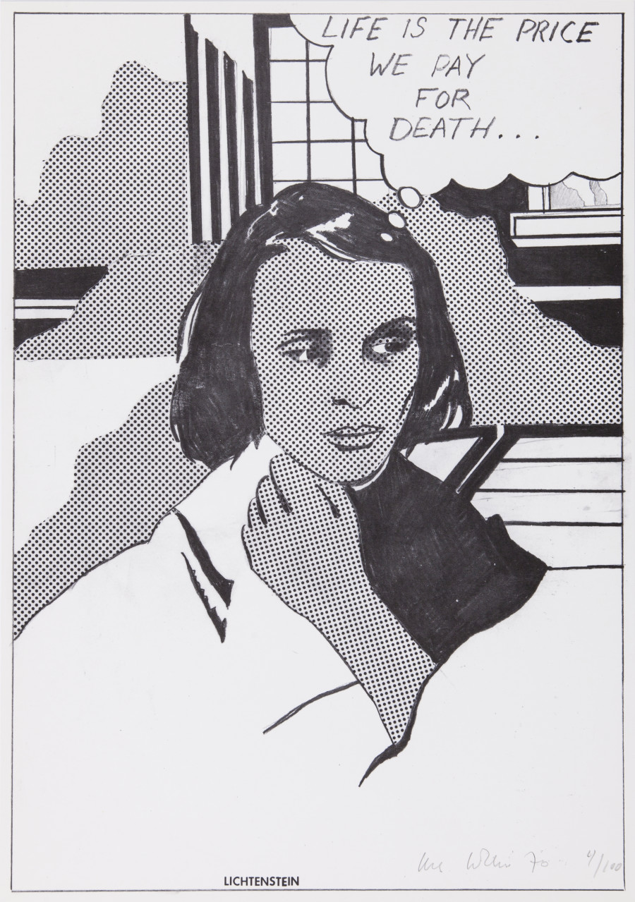 Urs Lüthi, The Urs Lüthis – Selbstportraits nach grossen Meistern des 20. Jahrhunderts. Lichtenstein, 1970, Offset, 41.5 × 29.5 cm, Kunstmuseum Luzern, © 2020, ProLitteris, Zürich