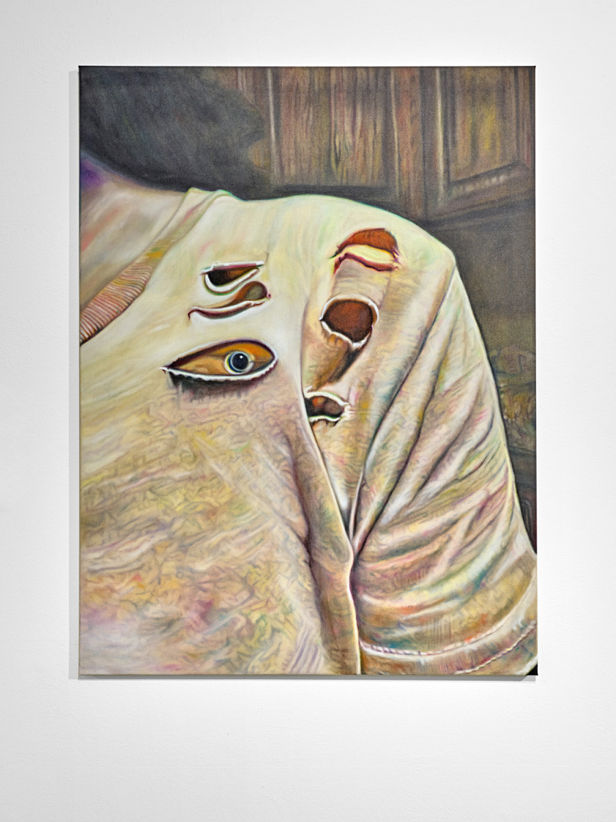 Almost tender, Exhibition view, 2026, Ferme de la Chapelle. © Photo by Nicolas Delaroche Studio. A mind of its own, 2026, oil on canvas, 100 × 75 cm