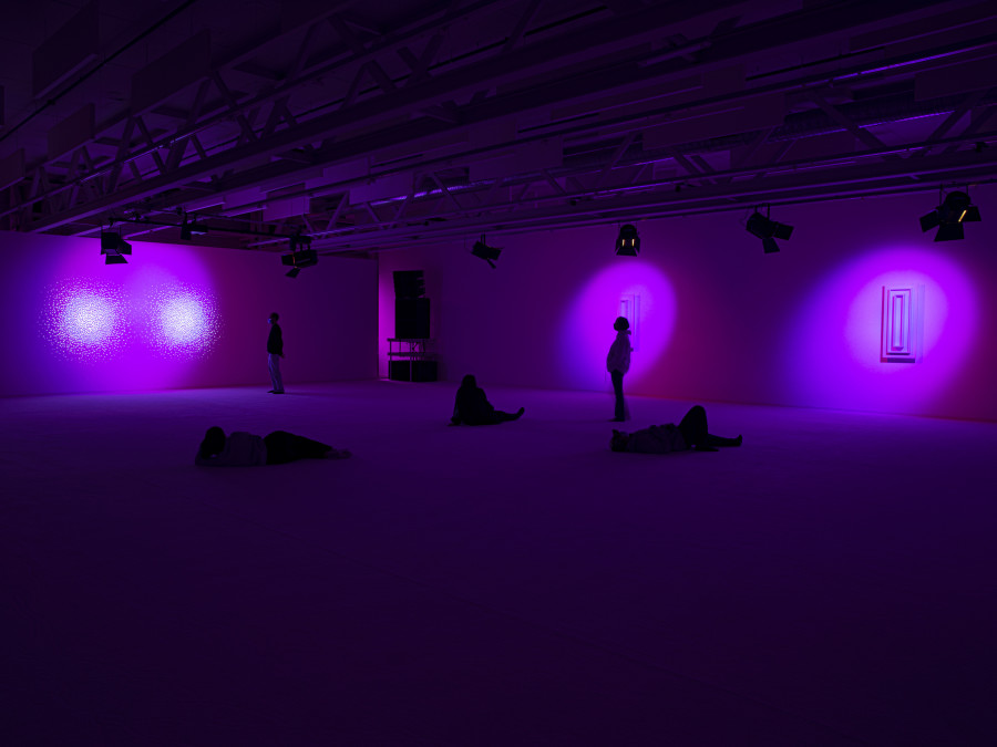 La Monte Young, Marian Zazeela, Jung Hee Choi, Lausanne Dream House: Sound and Light Environment, ECAL, Lausanne, Suisse, 2021. Photo: ECAL/Santiago Martinez © La Monte Young, Marian Zazeela, Jung Hee Choi, 2021.