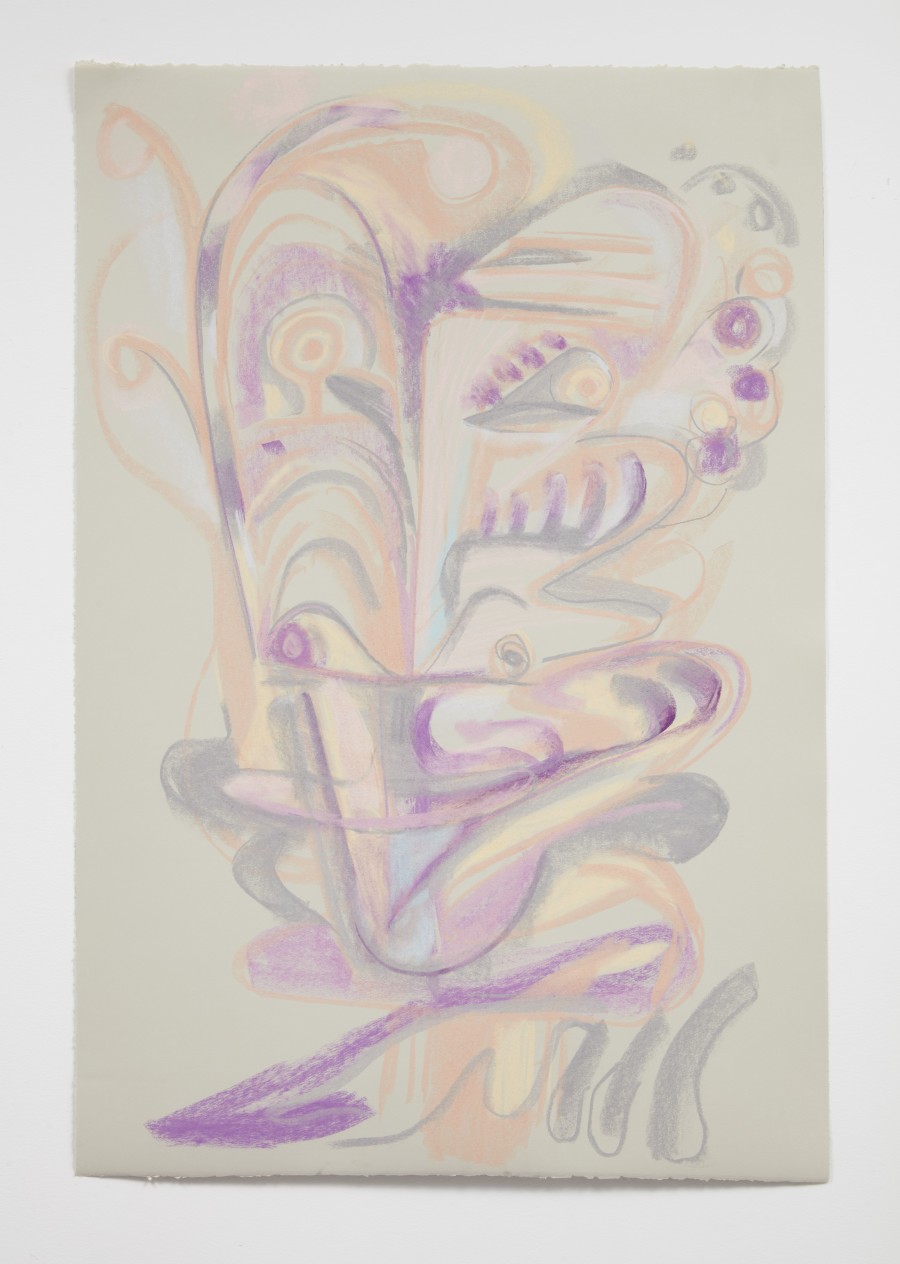 Johannes VanDerBeek, Pastel Face #1, 2022, pastel on paper, 113.03 x 76.2 cm. Photo by Jason Wyche. Courtesy of the artist and Livie Fine Art