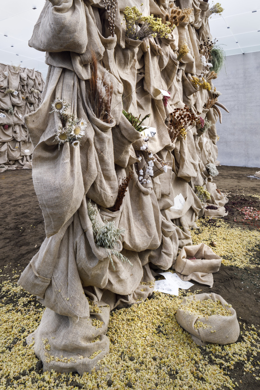 Solange Pessoa, Bags – Bregenz version, 1994–2023, Installation view first floor Kunsthaus Bregenz, 2023. Photo: Markus Tretter. Courtesy of the artist, Mendes Wood DM. © Solange Pessoa, Kunsthaus Bregenz