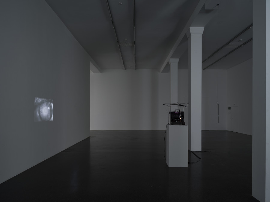 Installation view, Philippe Decrauzat, No Journey Ends, Galerie Francesca Pia, Zurich, 2022. Photo: Cedric Mussano