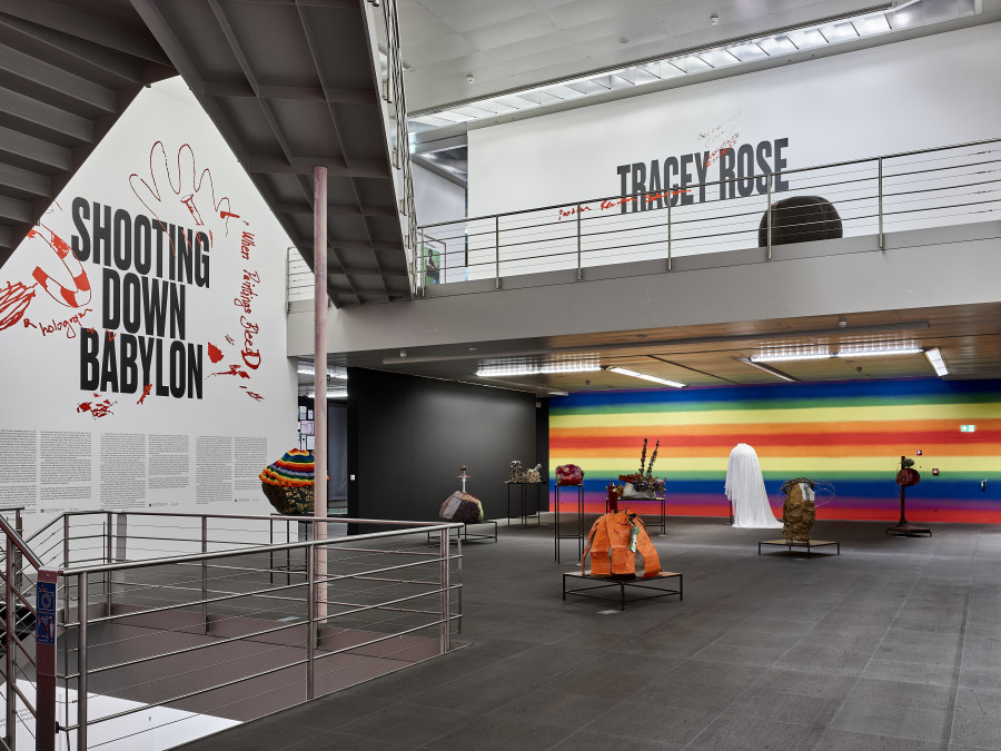 Exhibition view «Tracey Rose. Shooting Down Babylon», Kunstmuseum Bern, 2024, Photo: Rolf Siegenthaler, © Kunstmuseum Bern