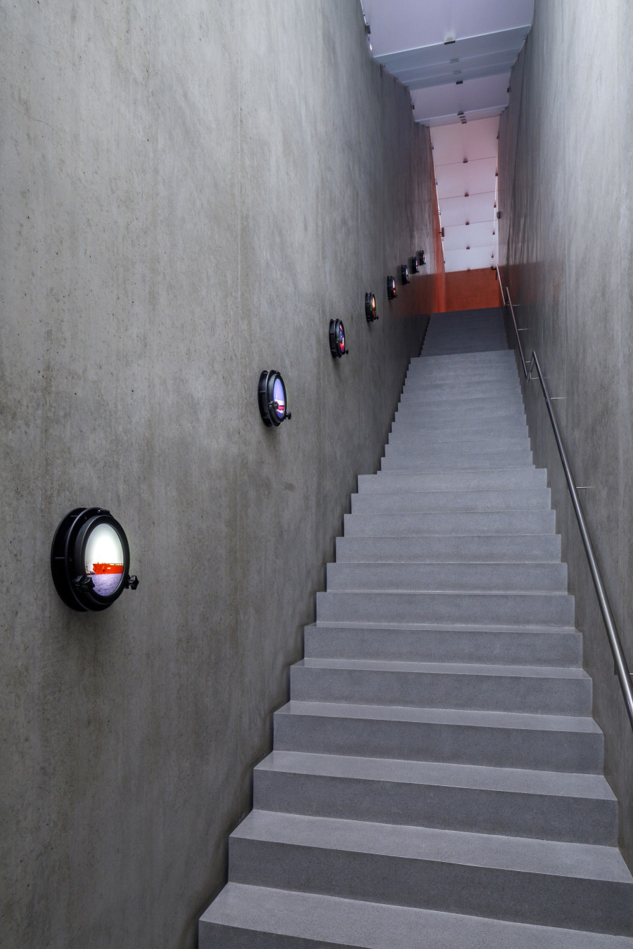 Monira Al Qadiri, SS Murex, 2023, Installation view staircase Kunsthaus Bregenz, 2023. Photo: Markus Tretter. Courtesy of the artist © Monira Al Qadiri, Kunsthaus Bregenz