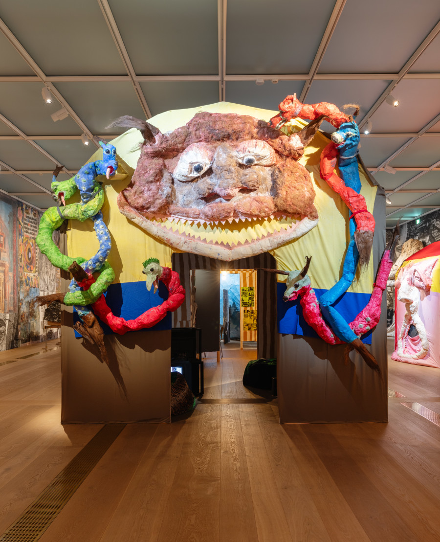 Monster Chetwynd, The Trompe l’oeil Cleavage. Installation view Kunsthaus Zürich, 2025. Photo: Franca Candrian, Kunsthaus Zürich, © Monster Chetwynd