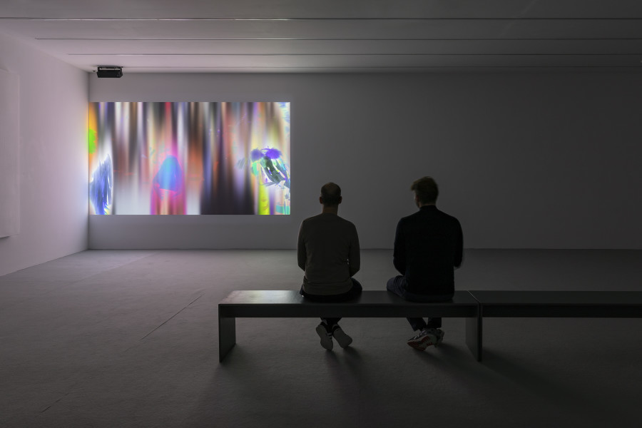 Installation view ‘Sky Hopinka – Behind the evening tide’, Luma Westbau, Zurich. Photo: Nelly Rodriguez