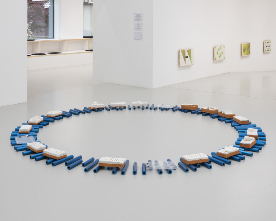 Stirnimann-Stojanovic, What if the Walls were more Flexible? – Connecting through Collective Care and Redistribution, 2025, exhibition view, CAN Centre d’art Neuchâtel. Photo: S. Verdon