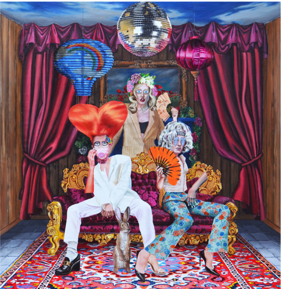 Rosalie Evard, Vie de château, 2020. Acrylique et huile sur toile, 175 x 175cm.