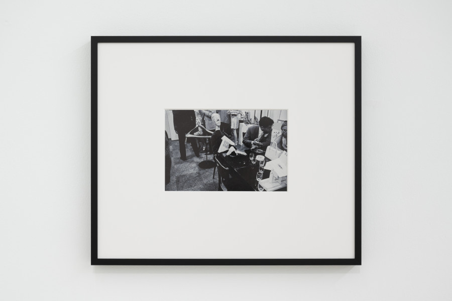 View of Untitled (Eva Aeppli at the 1st Art Basel) 1970, Inkjet print on paper, 2026, 32 x 38 cm, framed, at Ausstellungsraum Klingental, Basel, 2026 / Photo: Finn Curry / © Maria Netter, SIK-ISEA (Zürich); Courtesy: Fotostiftung Schweiz, Diogo Pinto