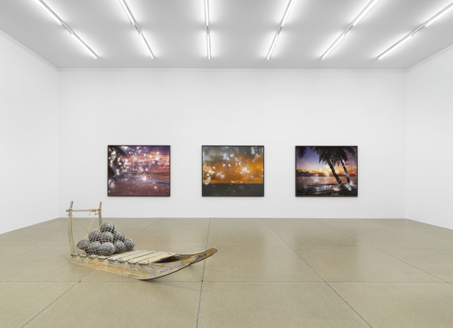 Julian Charrière, Empire, 2019 & First Light, 2016. Installation View, Towards No Earthly Pole, 2020. Aargauer Kunsthaus, Aarau, Switzerland Courtesy the artist © 2020, ProLitteris, Zürich, Photo by Jens Ziehe.