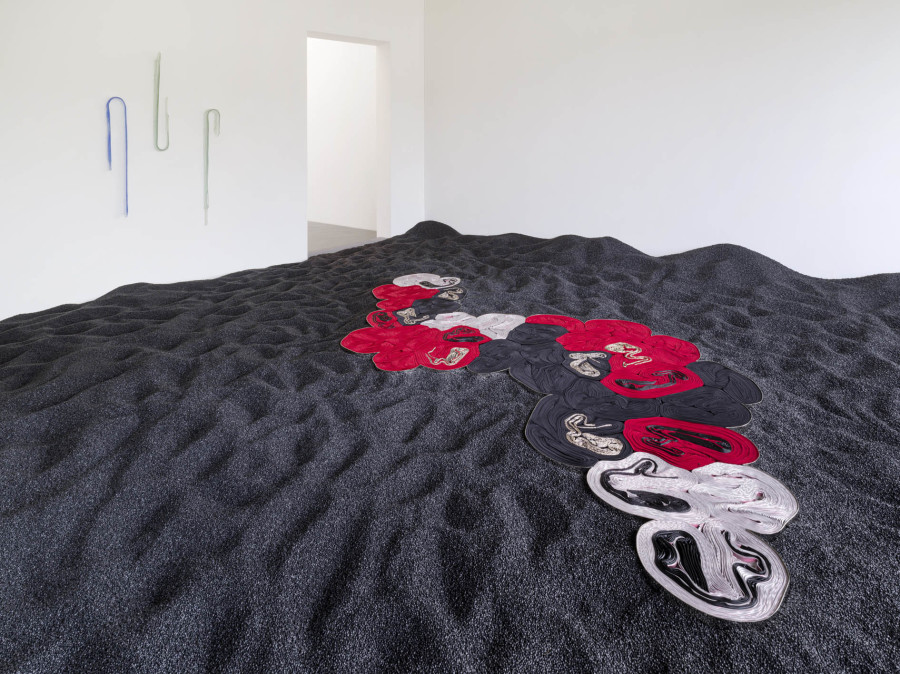 Exhibition view, Alice Channer, Heavy Metals / Silk Cut, Kunstmuseum Appenzell / Kunsthalle Appenzell, 2023. Photography: Roman März