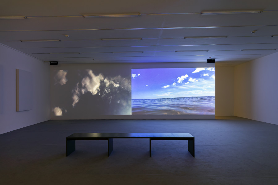 Installation view ‘Sky Hopinka – Behind the evening tide’, Luma Westbau, Zurich. Photo: Nelly Rodriguez