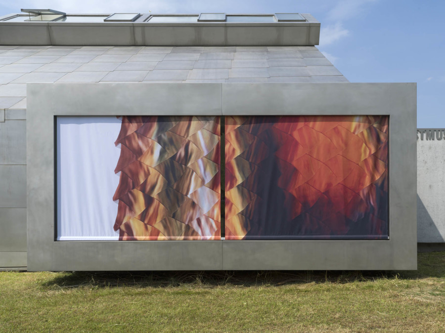 Exhibition view, Alice Channer, Heavy Metals / Silk Cut, Kunstmuseum Appenzell / Kunsthalle Appenzell, 2023. Photography: Roman März