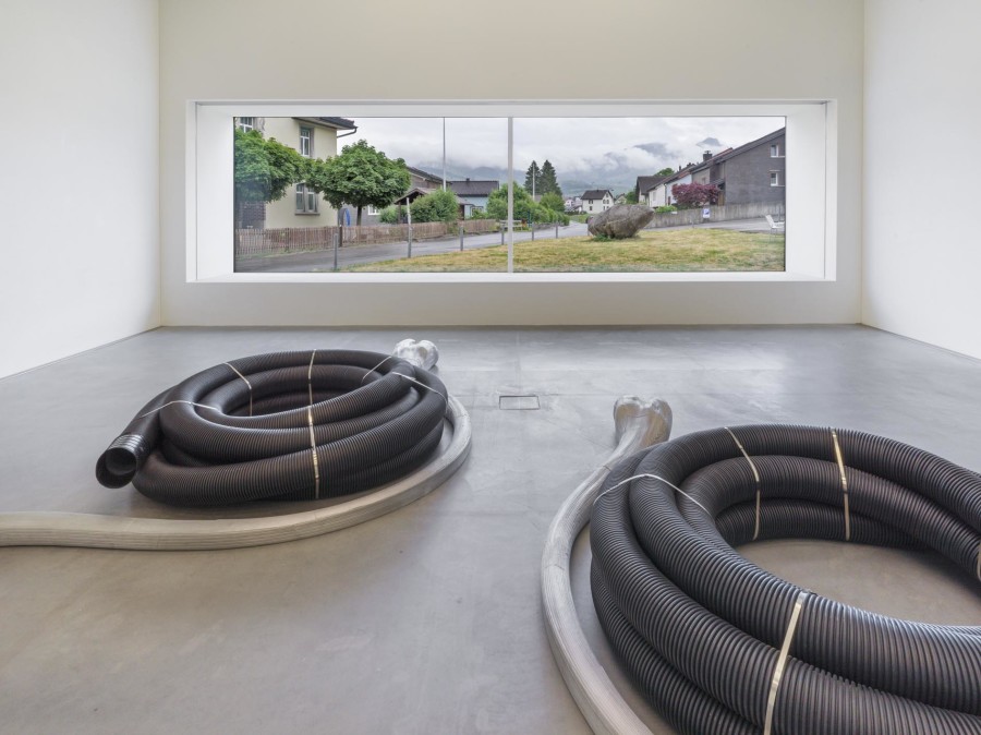 Exhibition view, Alice Channer, Heavy Metals / Silk Cut, Kunstmuseum Appenzell / Kunsthalle Appenzell, 2023. Photography: Roman März