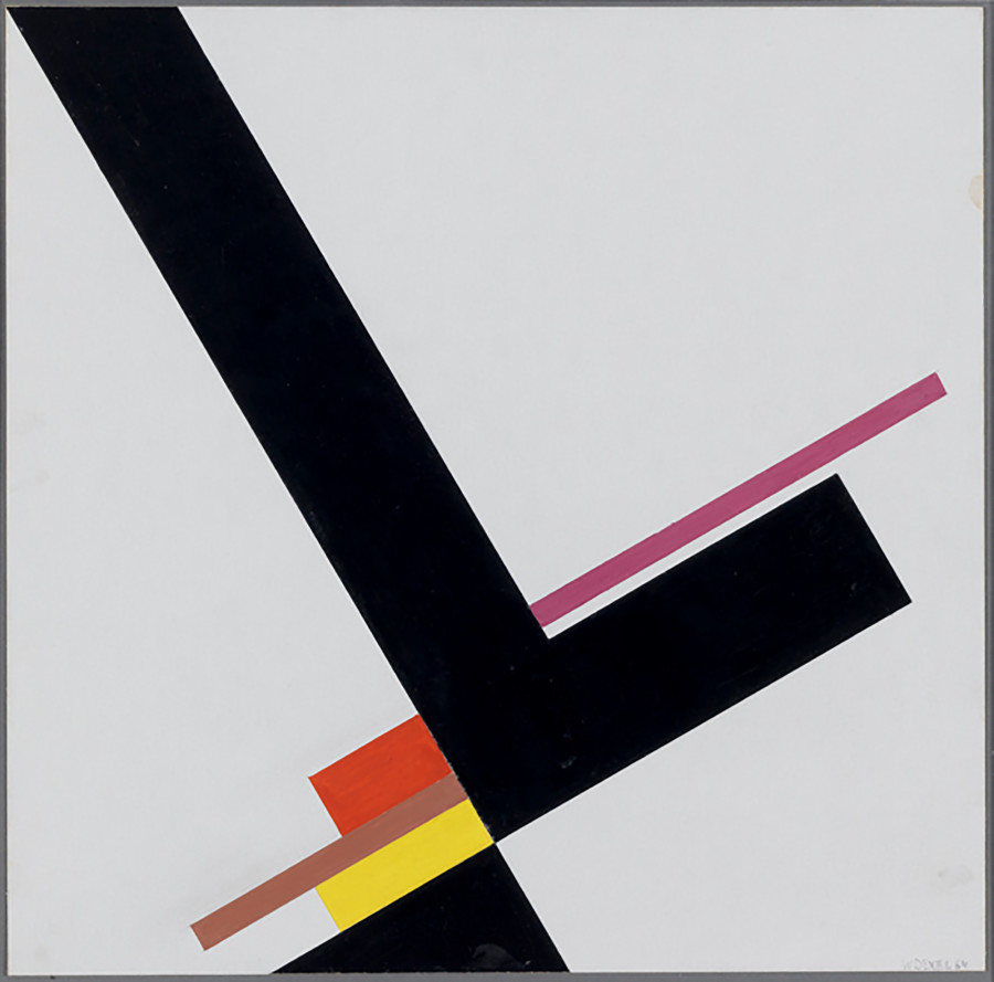 Walter Dexel, Komposition mit grossem schwarzem L [Composition with large black L], 1964, Collection Museum Haus Konstruktiv