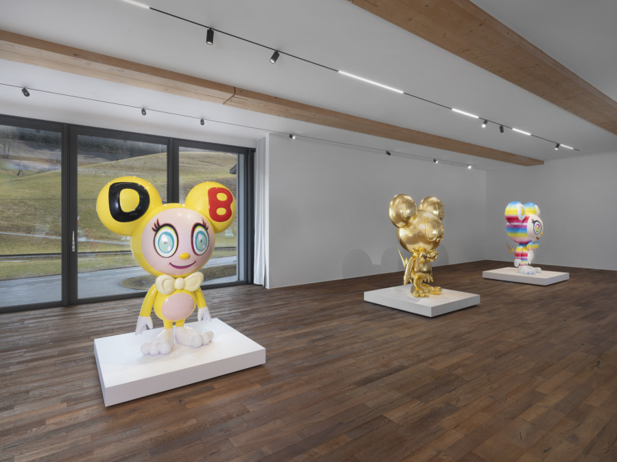 Exhibition view, Takashi Murakami. Collaborative exhibition by Nahmad Contemporary and Perrotin at Tarmak22, 2024. Photo credit: Julien Gremaud. ©︎Takashi Murakami/Kaikai Kiki Co., Ltd. All Rights Reserved. Courtesy Perrotin