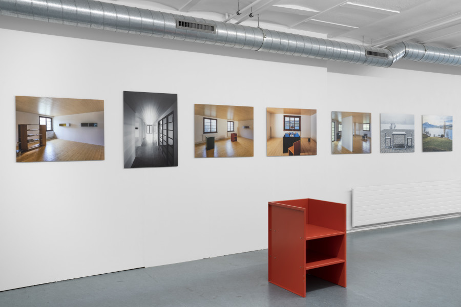 Exhibition view, The House That Judd Built, An exhibition about «Eichholteren», a former inn on Lake Lucerne, reconstructed by Donald Judd and photographed by Franziska and Bruno Mancia. Photo credits: marytwo