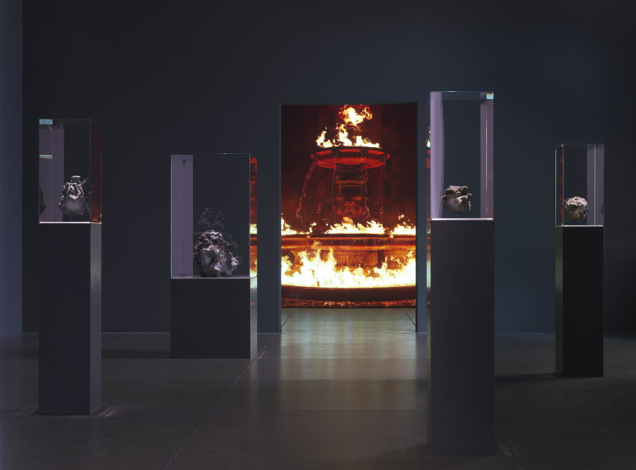 Julian Charrière, Metamorphism, 2016 & And Beneath It All Flows Liquid Fire, 2019. Installation View, Towards No Earthly Pole, 2020 Aargauer Kunsthaus, Aarau, Switzerland. Courtesy the artist © 2020, ProLitteris, Zürich, Photo by Jens Ziehe.