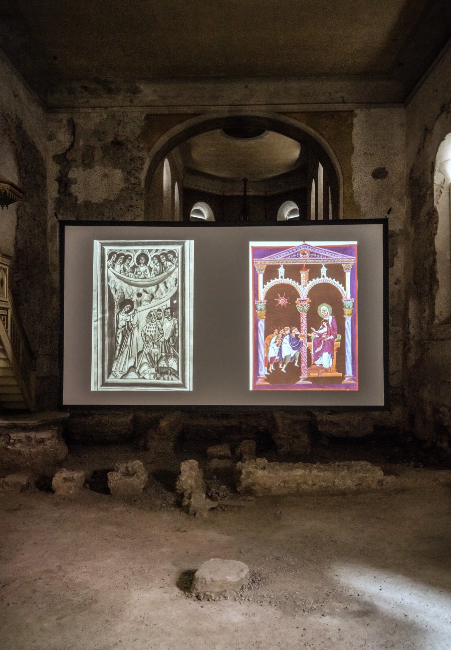 Andrea Büttner, Shepherds and Kings, 2017, installation view Johanniterkirche Feldkirch, 2022, photo: Ursula Dünser © Andrea Büttner / 2022, ProLitteris, Zürich Download (JPG, 4 MB) Andrea Büttner, Shepherds and Kings, 2017, installation view Johanniterkirche Feldkirch, 2022, photo: Ursula Dünser © Andrea Büttner / 2022, ProLitteris, Zürich