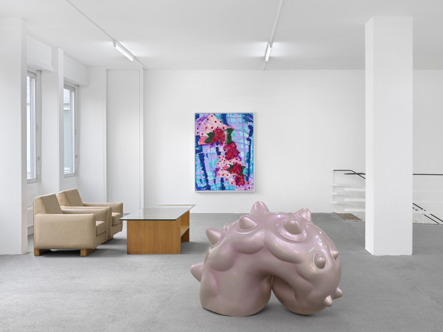 Ida Ekblad, Shuang Li, Vivian Suter, Group show, Installation view, Karma International, Zurich, 2024. Courtesy the artists and Karma International, Zurich. Photo: Annik Wetter