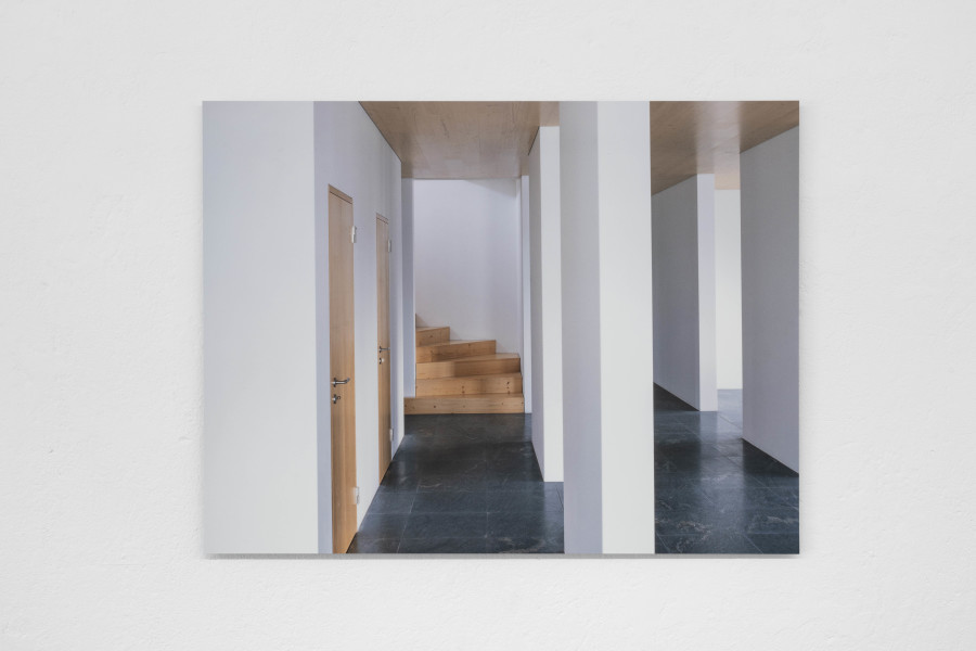 Exhibition view, The House That Judd Built, An exhibition about «Eichholteren», a former inn on Lake Lucerne, reconstructed by Donald Judd and photographed by Franziska and Bruno Mancia. Photo credits: marytwo