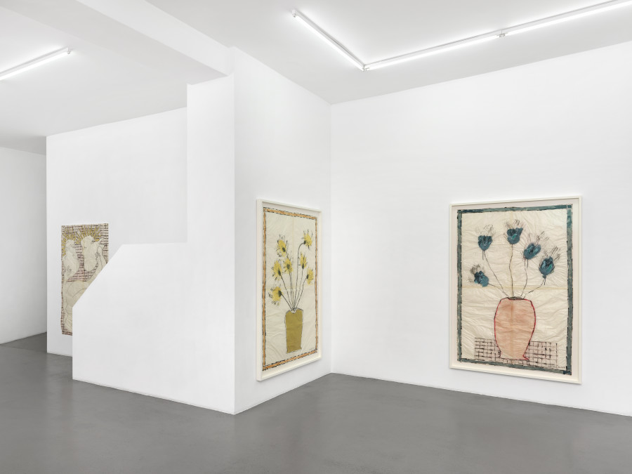 Installation view, Isabella Ducrot, Love and Flowers, Galerie Mezzanin, 2023. Photo credit: Annik Wetter