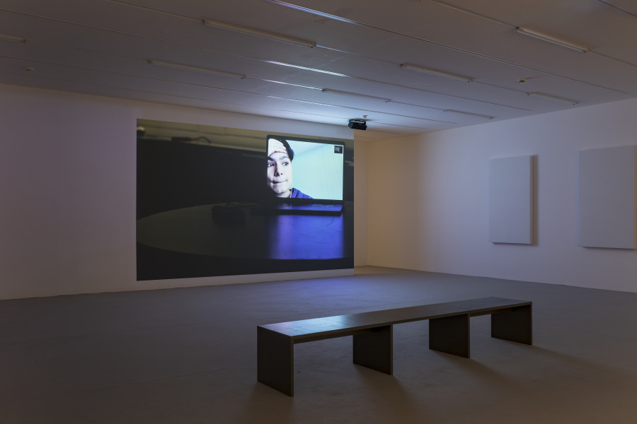 Installation view ‘Sky Hopinka – Behind the evening tide’, Luma Westbau, Zurich. Photo: Nelly Rodriguez