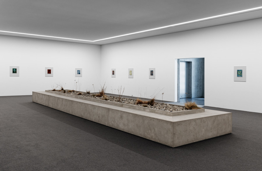 Camillo Paravicini,  Installationsansicht mit "Bank", 2021 (vorne Mitte)