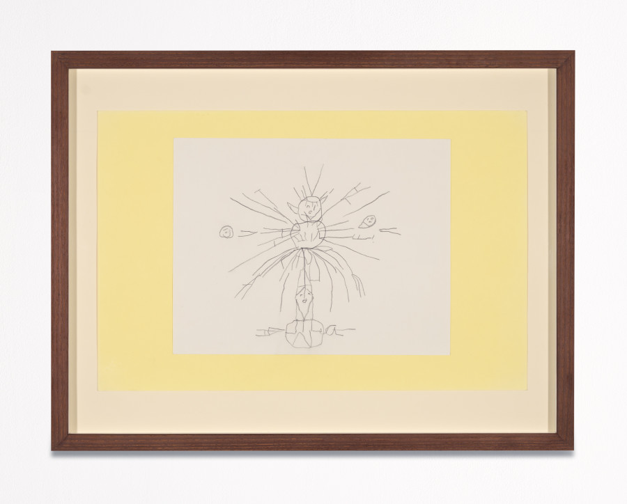 Ross Simonini – Sage in Yellow, 2021-2022, pencil and collaged paper on paper, framed 28 x 43 cm. ©2023 suns.works and the artists. Photography: Flavio Karrer