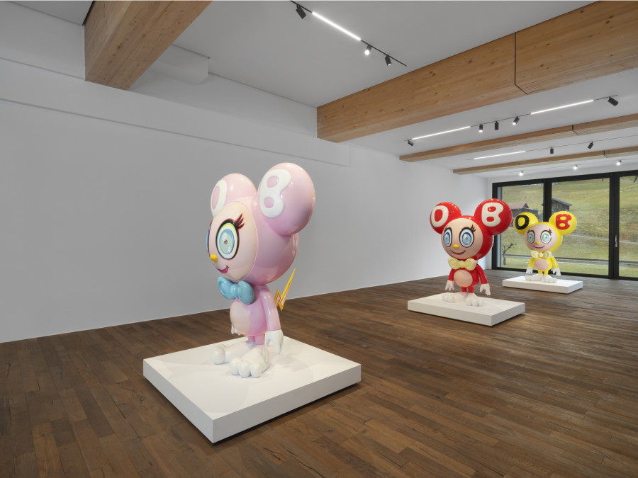 Exhibition view, Takashi Murakami. Collaborative exhibition by Nahmad Contemporary and Perrotin at Tarmak22, 2024. Photo credit: Julien Gremaud. ©︎Takashi Murakami/Kaikai Kiki Co., Ltd. All Rights Reserved. Courtesy Perrotin