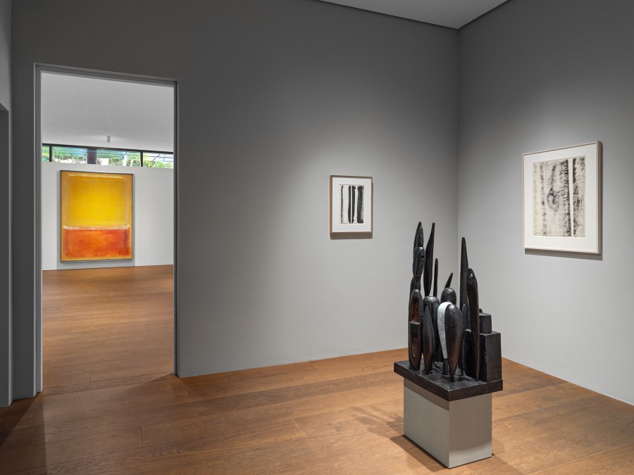 Installation view, ‘The God that Failed: Louise Bourgeois, Barnett Newman, Mark Rothko’, curated by Philip Larratt-Smith, Hauser & Wirth Zurich, Bahnhofstrasse, until 16 September 2023. © The Easton Foundation / 2023, ProLitteris, Zurich © The Barnett Newman Foundation, New York / 2023, ProLitteris, Zurich © 1998 Kate Rothko Prizel & Christopher Rothko / 2023, ProLitteris, Zurich. Photo: Stefan Altenburger Photography Zürich