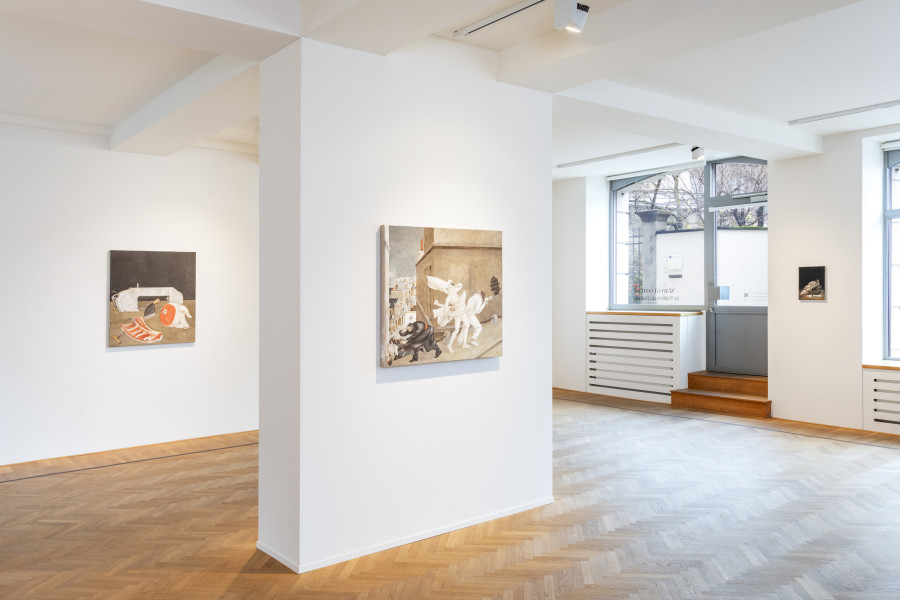 Installation shots of "Le Théâtre du Paradis" with works by Xiao Guo Hui, exhibited at Galerie Fabian Lang, Zurich, (23 November 2023 - 20 January 2024). Credit: Courtesy of the artist and Galerie Fabian Lang. Copyright: © Galerie Fabian Lang