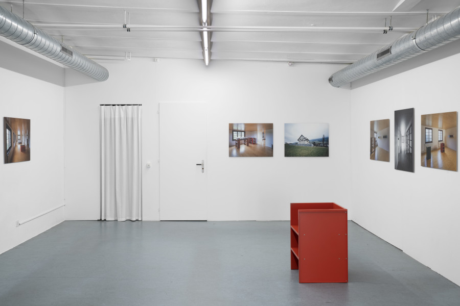 Exhibition view, The House That Judd Built, An exhibition about «Eichholteren», a former inn on Lake Lucerne, reconstructed by Donald Judd and photographed by Franziska and Bruno Mancia. Photo credits: marytwo