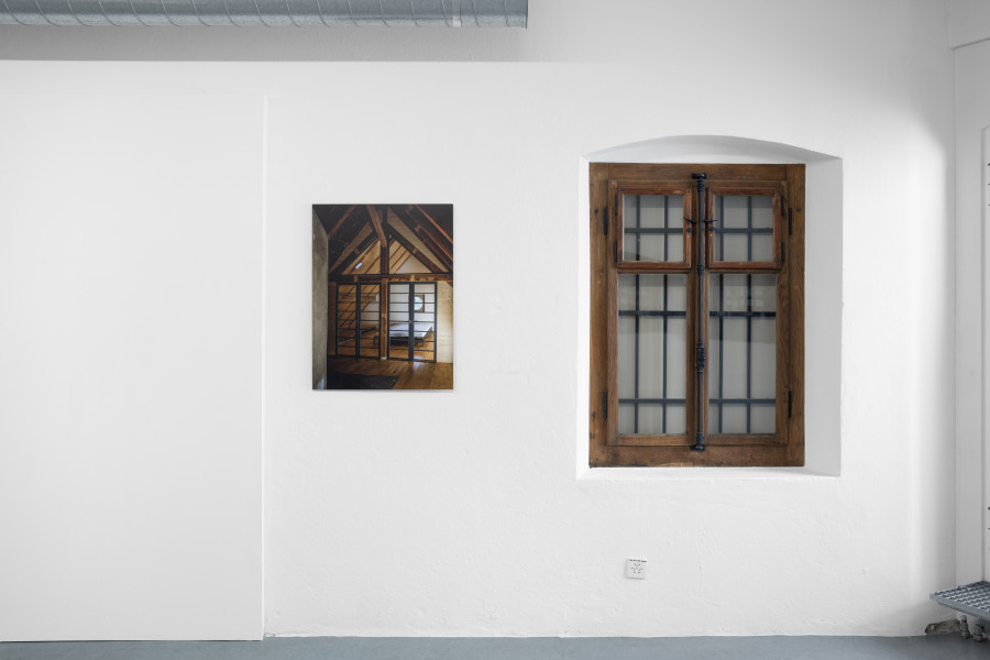 Exhibition view, The House That Judd Built, An exhibition about «Eichholteren», a former inn on Lake Lucerne, reconstructed by Donald Judd and photographed by Franziska and Bruno Mancia. Photo credits: marytwo