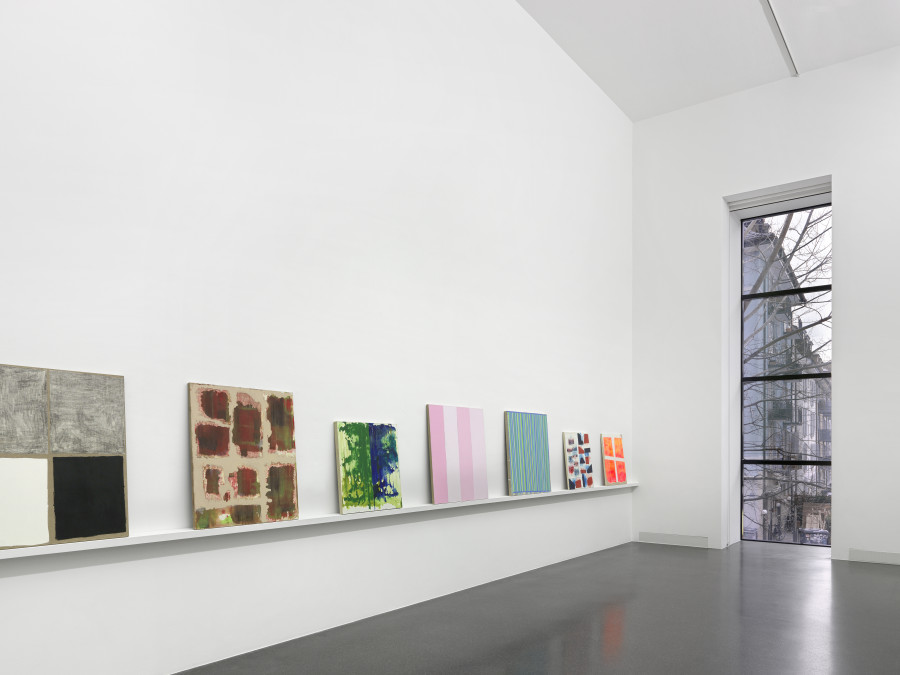 Installation view, Rochelle Feinstein, You Again, Galerie Francesca Pia, 2022. Photo: © Annik Wetter