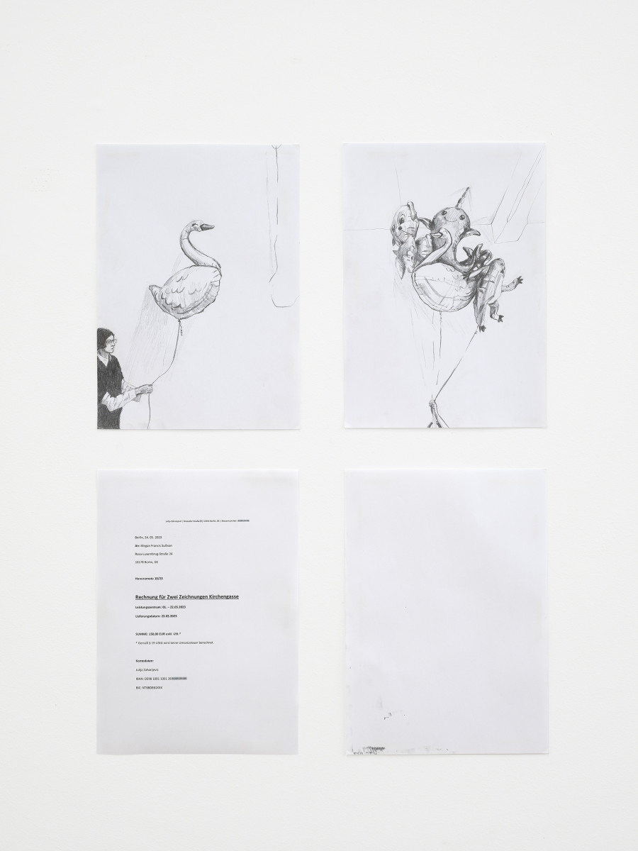 Megan Francis Sullivan, Assistant, Graphite and print on paper, 29.8 × 21 cm, 2023 / Photo: Cedric Mussano / Courtesy: The artist and Kirchgasse Gallery, Steckborn