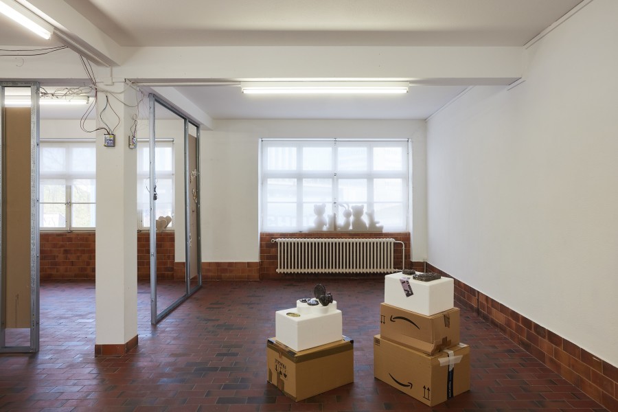 Installation view, Pocket Camp, Mona Filleul & Gaia Vincensini, Mayday, 2024. Photo credit: Moritz Schermbach