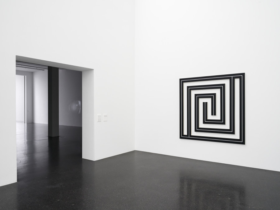 Installation view, Philippe Decrauzat, No Journey Ends, Galerie Francesca Pia, Zurich, 2022. Photo: Cedric Mussano